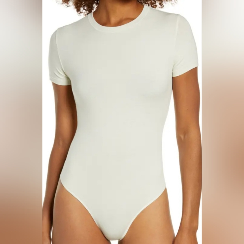 SKIMS stretch cotton jersey t-shirt bodysuit in Bone